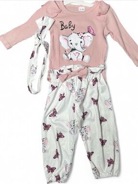 Kids Pink Elephant & Butterfly lounge Set with Headband